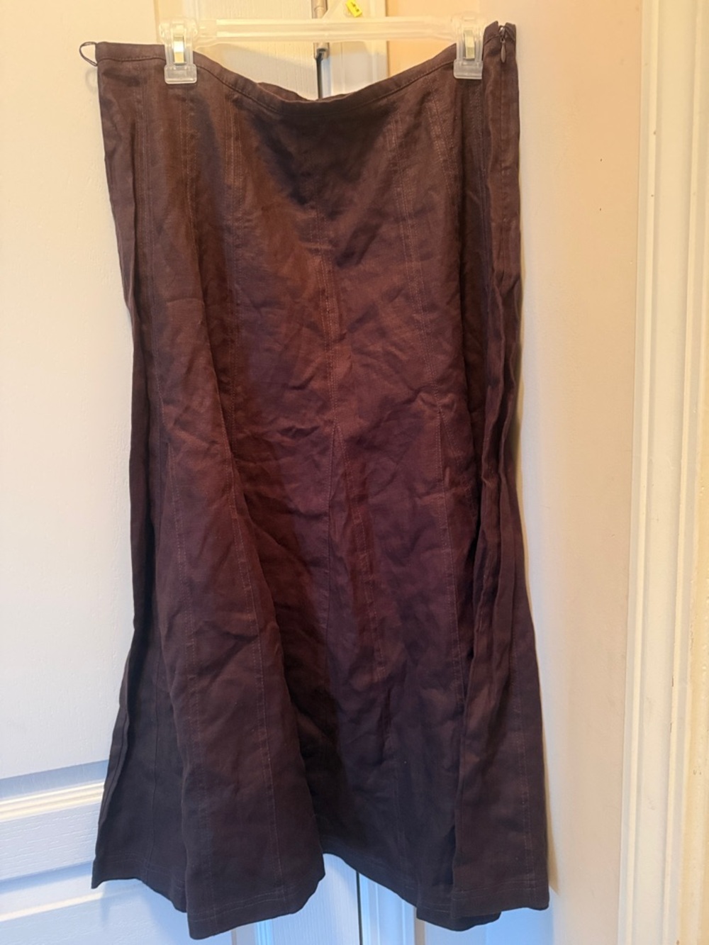 Style & Co. Brown linen skit side zip A-line size 12
